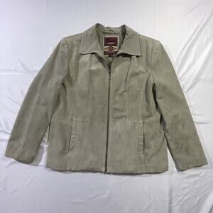 Vintage Reed Sportswear Women's XL Sage Green Suede Leather Full Zip Jacket Coat